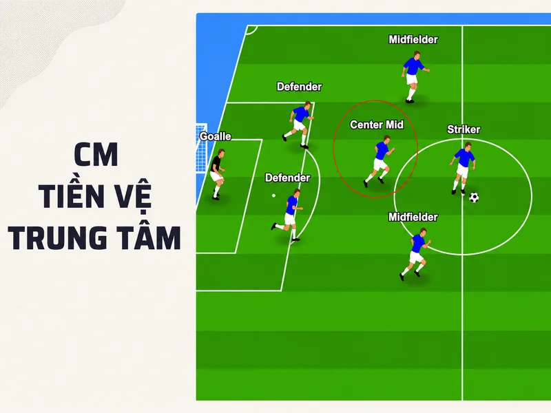 Các loại tiền vệ khác nhau về khu vực hoạt động, nhiệm vụ và yêu cầu chiến thuật
